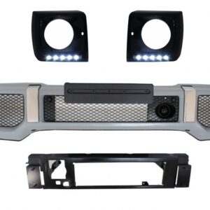Front Bumper Black Headlights Covers LED DRL suitable for Mercedes G-Class W463 (1989-up) G65 Design