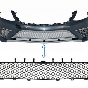 Front Bumper Central Lower Grille suitable for Mercedes S-Class W222 (2013-2017) S63 Design Piano Black