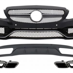 Front Bumper & Diffuser with Muffler Tips Chrome suitable for Mercedes C-Class W205 S205 (2014-2018) C63 Look