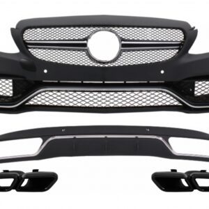 Front Bumper & Diffuser with Muffler Tips suitable for Mercedes C-Class W205 S205 (2014-2018) C63 Design