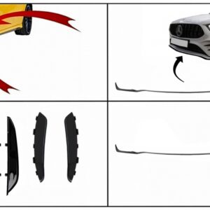 Front Bumper Flaps Side Fins Flacs suitable for Mercedes A Class W177 V177 (04.2018-2022) with Front Bumper Lip Extension A35 Design Black Edition