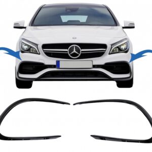 Front Bumper Flaps Side Fins Flics suitable for Mercedes CLA W117 C117 X117 (2016-2018) with Sport Bumper Piano Black Edition