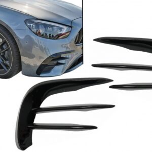 Front Bumper Flaps Side Fins Flics suitable for Mercedes E-Class W213 S213 C238 A238 Facelift (2020-up) Piano Black for AMG Sport Line