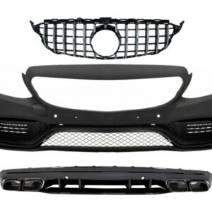 Front Bumper Grille and Air Diffuser suitable for Mercedes C-Class W205 S205 (2014-2018) C63 Design