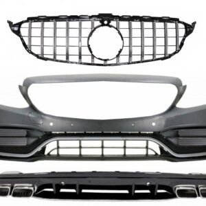 Front Bumper & Grille with Diffuser and Tips suitable for Mercedes C-Class W205 S205 AMG Sport Line (2014-2020) C63S Design