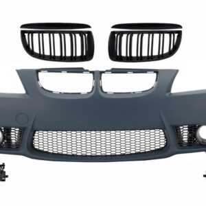 Front Bumper Kidney Grilles suitable for BMW 3 series E90 Sedan E91 Touring (2004-2008) Non LCI M3 Design with Fog Lights Smoke