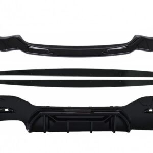 Front Bumper Lip Spoiler suitable for BMW 1 Series F20 F21 LCI (2015-2019) with Rear Bumper Spoiler Valance Diffuser and Side Skirts Extensions Hatchback M Sport Piano Black