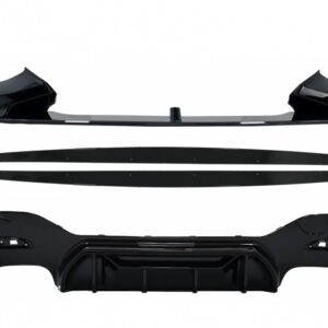 Front Bumper Lip Spoiler suitable for BMW 1 Series F20 F21 LCI (2015-2019) with Rear Bumper Spoiler Valance Diffuser and Side Skirts Extensions Hatchback M Sport Piano Black