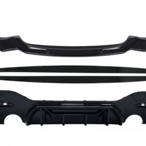 Front Bumper Lip Spoiler suitable for BMW 1 Series F20 F21 LCI (2015-2019) with Rear Bumper Spoiler Valance Diffuser and Side Skirts Extensions Hatchback M Sport Piano Black