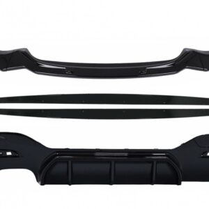 Front Bumper Lip Spoiler suitable for BMW 1 Series F20 F21 LCI (2015-2019) with Rear Bumper Spoiler Valance Diffuser and Side Skirts Extensions Hatchback M Sport Piano Black