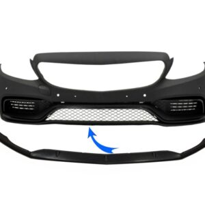 Front Bumper Lip suitable for Mercedes C-Class W205 S205 A205 C205 (2014-2018) Limousine T-Model Coupe Cabriolet Edition 1 Design Matte Black