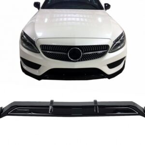 Front Bumper Lip suitable for Mercedes C-Class W205 Sedan S205 T-Modell A205 Cabriolet C205 Coupe (2014-2019) Sport Line Piano Black