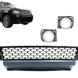 Front Bumper Lower Grille with Fog Lamp Covers suitable for Land Range Rover Vogue III L322 (2010-2012) Autobiography Design Black