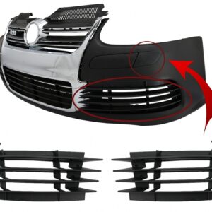 Front Bumper Parts Side grills and Headlights Washer Covers suitable for VW Golf V 5 (2003-2007) Jetta (2005-2010) R32 Look