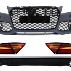 Front Bumper & Rear Diffuser with Exhaust Tips and LED Taillights suitable for Audi A7 4G Pre-Facelift (2010-2014) RS7 Design