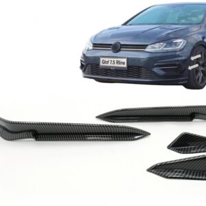 Front Bumper Side Fins Flaps suitable for VW Golf 7.5 5G R Hatchback (2017-2020) Carbon Look