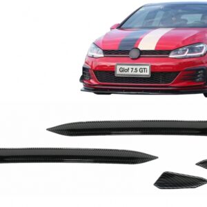 Front Bumper Side Fins Flaps suitable for VW Golf 7.5 GTI 5G Hatchback (2017-2020) Carbon Look