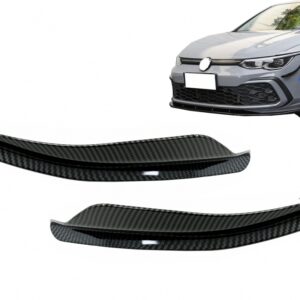 Front Bumper Side Fins Flaps suitable for VW Golf 8 Mk8 MQB GTI R-Line (2020-Up) Carbon Look
