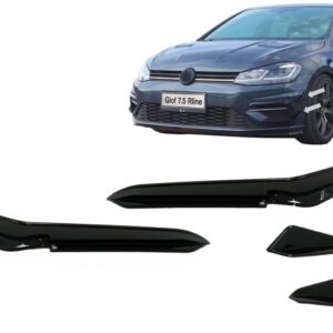 Front Bumper Side Fins Flaps suitable for VW Golf 7.5 5G R Hatchback (2017-2020) Piano Black