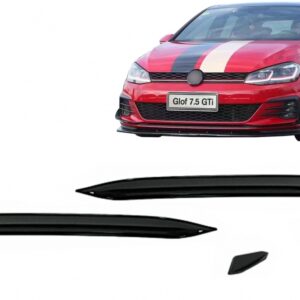 Front Bumper Side Fins Flaps suitable for VW Golf 7.5 GTI 5G Hatchback (2017-2020) Piano Black