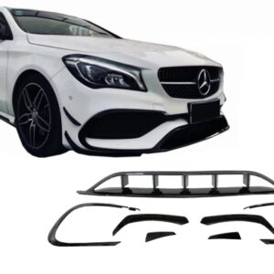 Front Bumper Splitters Fins Aero Conversion Kit suitable for Mercedes CLA W117 Facelift (2016-2018) CLA45 Design Canards Piano Black