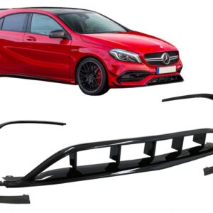 Front Bumper Splitters Fins Aero suitable for Mercedes A-Class W176 Facelift Sport Line (2015-2018) Piano Black