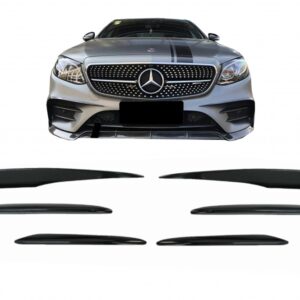 Front Bumper Splitters Fins Aero suitable for Mercedes E-Class W213 S213 C238 A238 Sport Line E53 (2016-2020) Piano Black