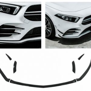 Front Bumper Splitters Fins Aero suitable for Mercedes A Class W177 Hatchback V177 Sedan (2018-2022) Piano Black