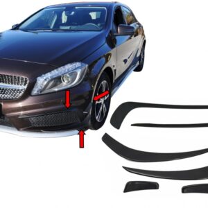 Front Bumper Splitters Fins Brows Aero suitable for Mercedes A-Class W176 (2012-08/2015) A45 Design
