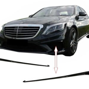 Front Bumper Splitters Fins suitable for Mercedes W222 S-Class S63 Design (2013-2017) Black Edition