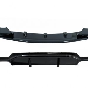 Front Bumper Spoiler Lip suitable for BMW 4 Series F32 F33 F36 Coupe Cabrio Grand Coupe (2013-03.2019) with Rear Bumper Diffuser Twin Double Outlet M-Performance