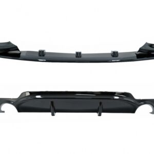 Front Bumper Spoiler Lip suitable for BMW 4 Series F32 F33 F36 Coupe Cabrio Grand Coupe (2013-03.2019) with Rear Bumper Diffuser Twin Single Outlet M-Performance Design