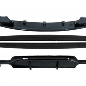Front Bumper Spoiler Lip suitable for BMW 4 Series F32 F33 F36 Coupe Cabrio Grand Coupe (2013-03.2019) with Side Skirts Add-on Lip Extensions and Rear Bumper Diffuser Twin Double Outlet M-Performance