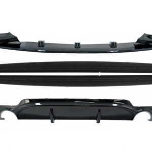 Front Bumper Spoiler Lip suitable for BMW 4 Series F32 F33 F36 Coupe Cabrio Grand Coupe (2013-03.2019) with Side Skirts Add-on Lip Extensions and Rear Bumper Diffuser Twin Double Outlet