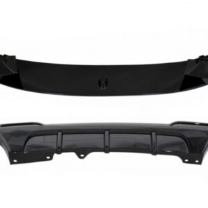 Front Bumper Spoiler Lip suitable for BMW 5 Series F10 F11 (2011-2017) with Double Outlet Air Diffuser M-Performance Piano Black