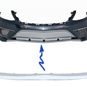 Front Bumper Spoiler Lip Upper Plate Chrome suitable for Mercedes S-Class W222 (2013-up) S65 Design