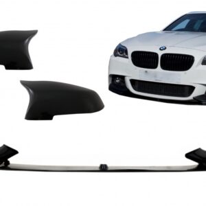 Front Bumper Spoiler Lip with Mirror Covers suitable for BMW 5 Series F10 F11 Sedan Touring (2015-2017) M-Performance Piano Black