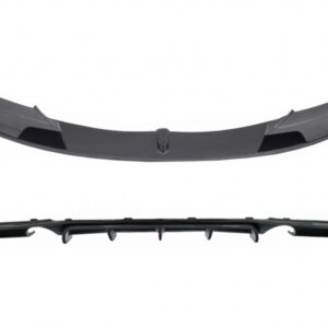 Front Bumper Spoiler Splitter with Diffuser Double Outlet for Single Exhaust suitable for BMW 3 Series F30 F31 (2011-up) M-Performance Design Carbon Film Coating