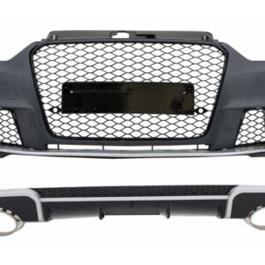 Front Bumper suitable for Audi A3 8V (2012-2015) with Rear Bumper Air Diffuser and Exhaust Tips Hatchback Sportback RS3 Design
