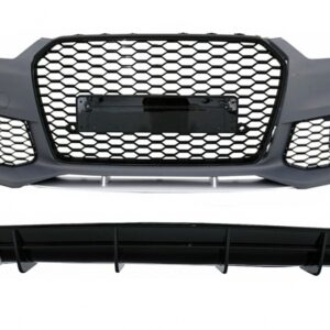 Front Bumper suitable for Audi A6 4G Facelift (2015-2018) with Rear Bumper Diffuser & Exhaust Tips RS6 Design only S-Line Bumper