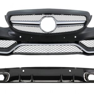 Front Bumper suitable for Mercedes C-Class C205 A205 Coupe Cabriolet (2014-2019) with Rear Bumper Valance Diffuser C63S Design