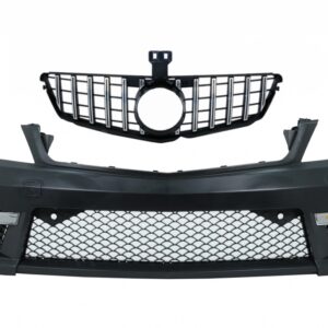 Front Bumper suitable for Mercedes C-Class W204 (2012-up) C63 Facelift Look with Front Grille GT-R Panamericana Chrom