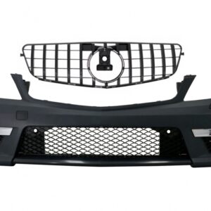 Front Bumper suitable for Mercedes C-Class W204 (2012-up) C63 Facelift Design with Central Front Grille GT-R Panamericana Black