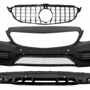 Front Bumper suitable for Mercedes C-Class W205 S205 (2014-2018) with Grille and Diffuser C63 Design