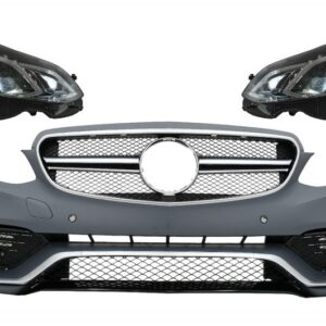 Front Bumper suitable for Mercedes E-Class W212 S212 Facelift (2013-2016) E63 Design with Headlights LED Xenon Design