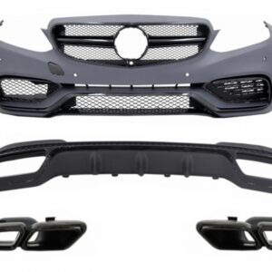 Front Bumper suitable for Mercedes E-Class W212 S212 Facelift (2013-2016) with Rear Diffuser Exhaust Tips for Sport Pack Black Edition