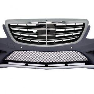 Front Bumper suitable for Mercedes W222 S-Class (2013-06.2017) S63 Design with Central Grille Chrome