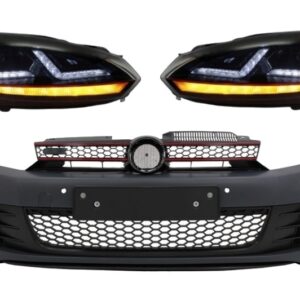 Front Bumper suitable for VW Golf 6 (2008-2013) Look with Osram LED Headlights Xenon Upgrade Red GTI Dynamic Sequential Turning Lights