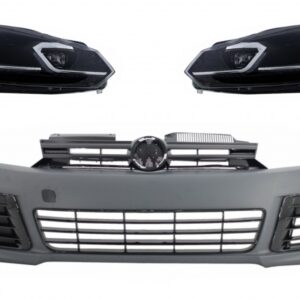 Front Bumper suitable for VW Golf 6 VI (2008-2013) with LED Headlights Flowing Dynamic Sequential Turning Lights R20 Look