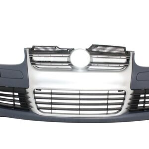 Front Bumper suitable for VW Golf V 5 (2003-2007) Jetta (2005-2010) R32 Look Brushed Aluminium Look Grille